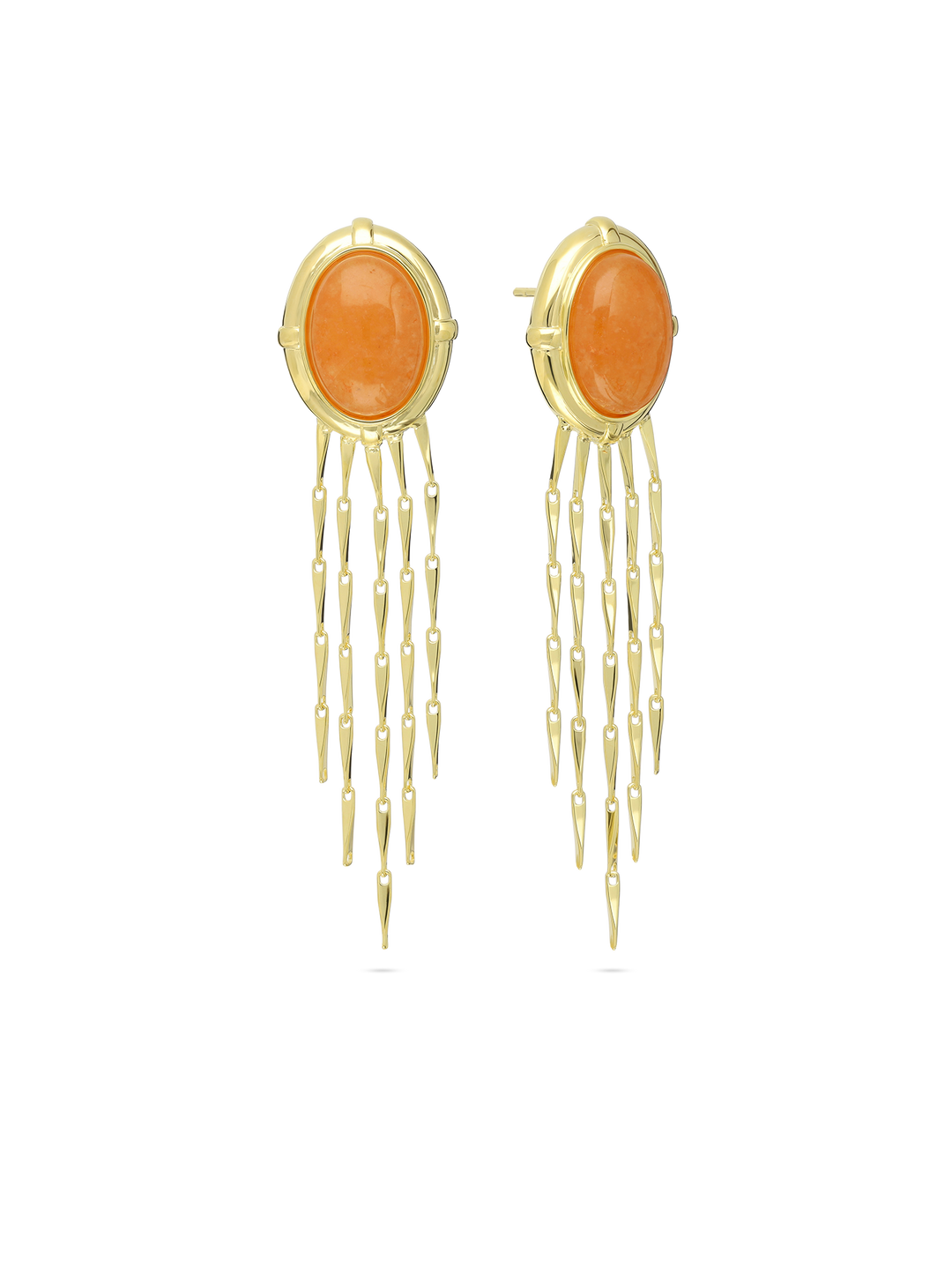 Pendentes banhado a ouro com aventurina laranja