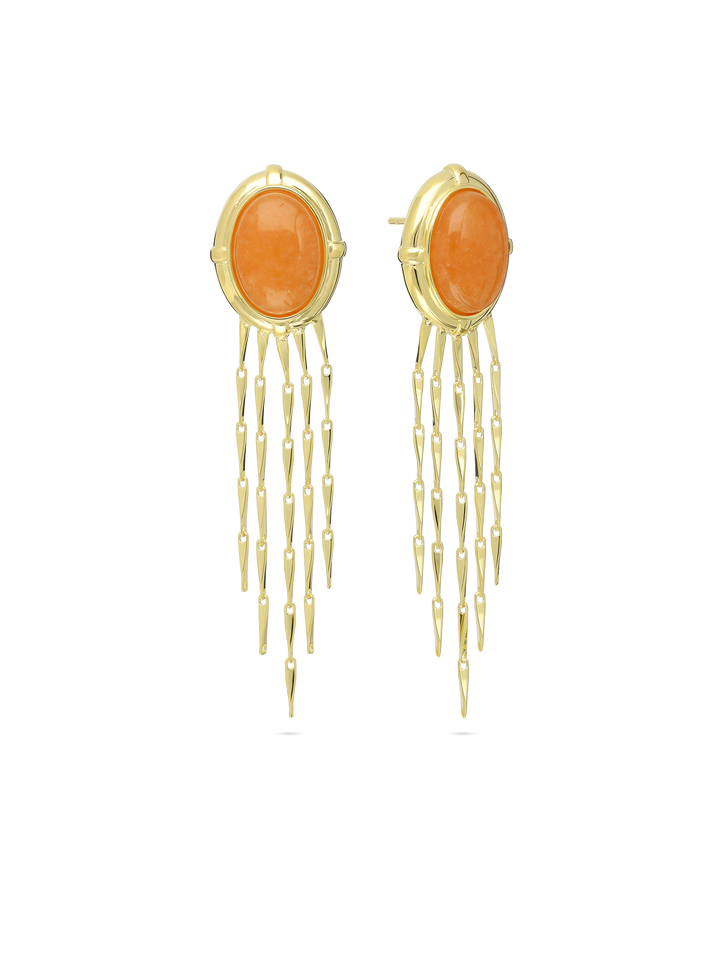 Pendentes banhado a ouro com aventurina laranja