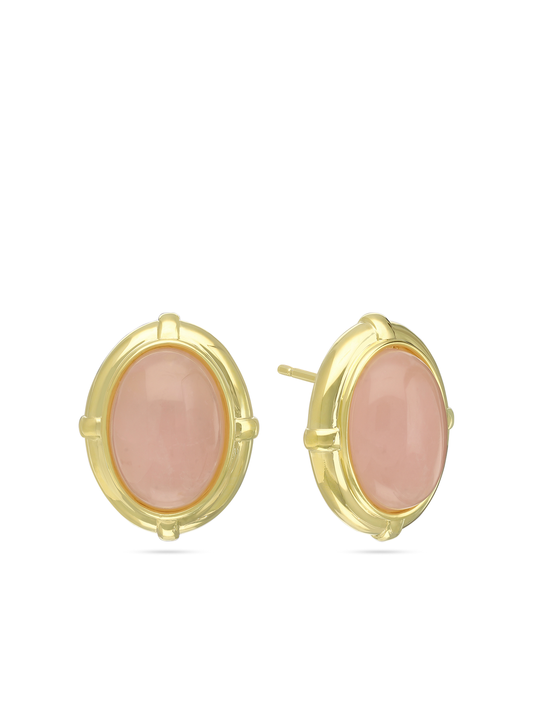 Brincos de placa pequenos vintage banhados a ouro com quartzo rosa