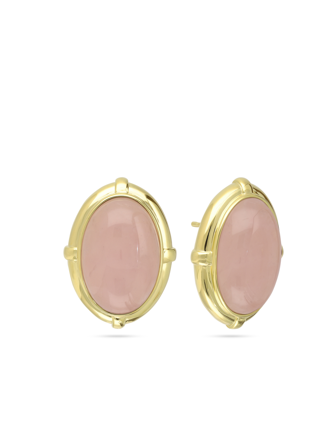 Brincos de placa grandes vintage banhados a ouro com quartzo rosa