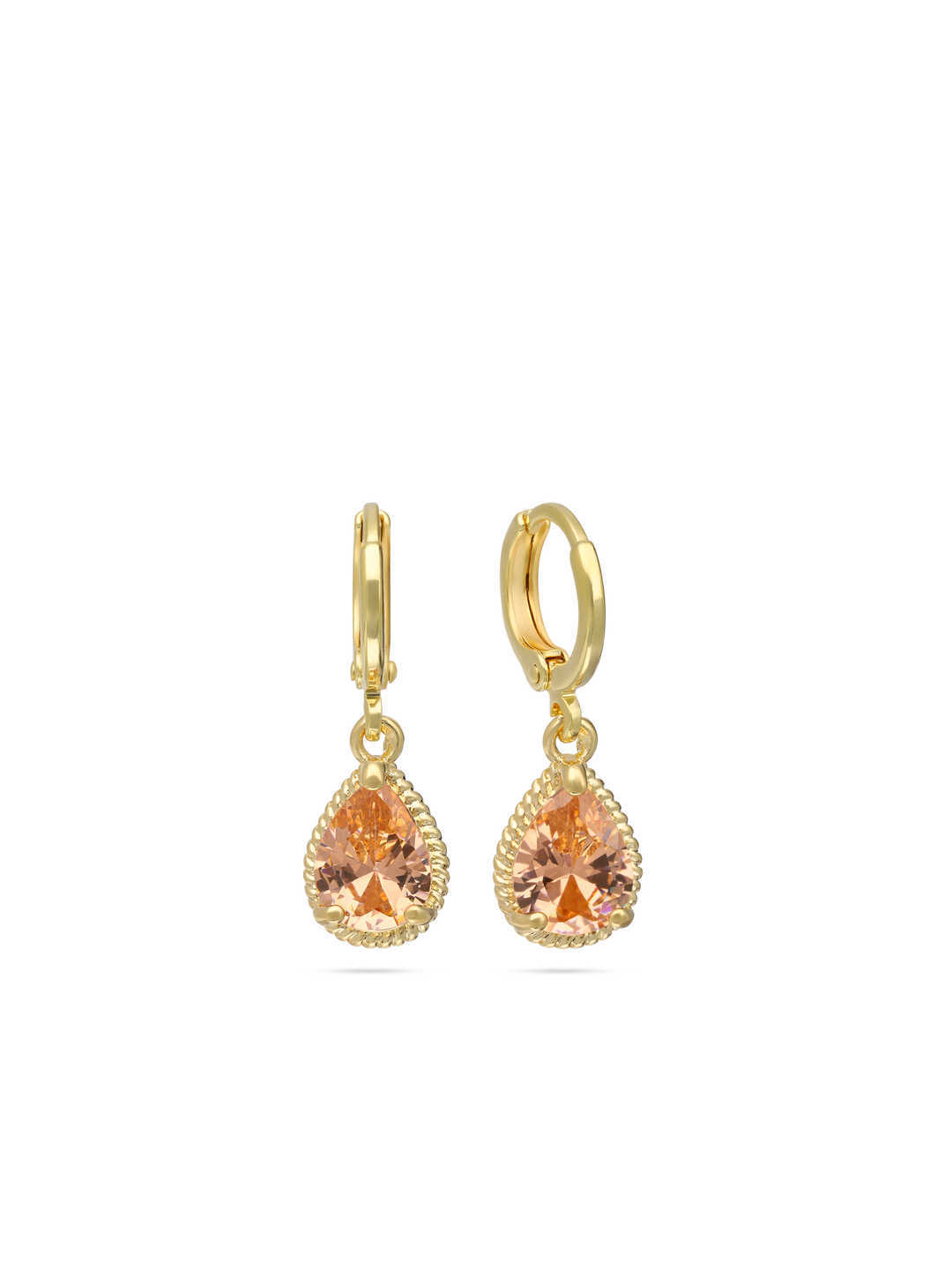 Pendentes banhados a ouro com zircónia champanhe