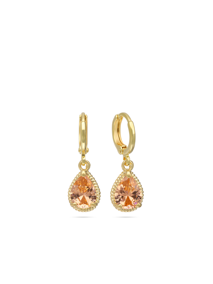 Pendentes banhados a ouro com zircónia champanhe