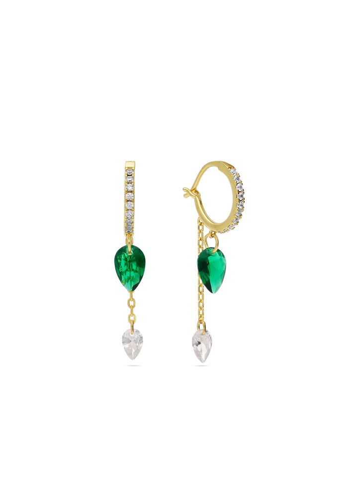 Argolas banhadas a ouro com zircónia verde