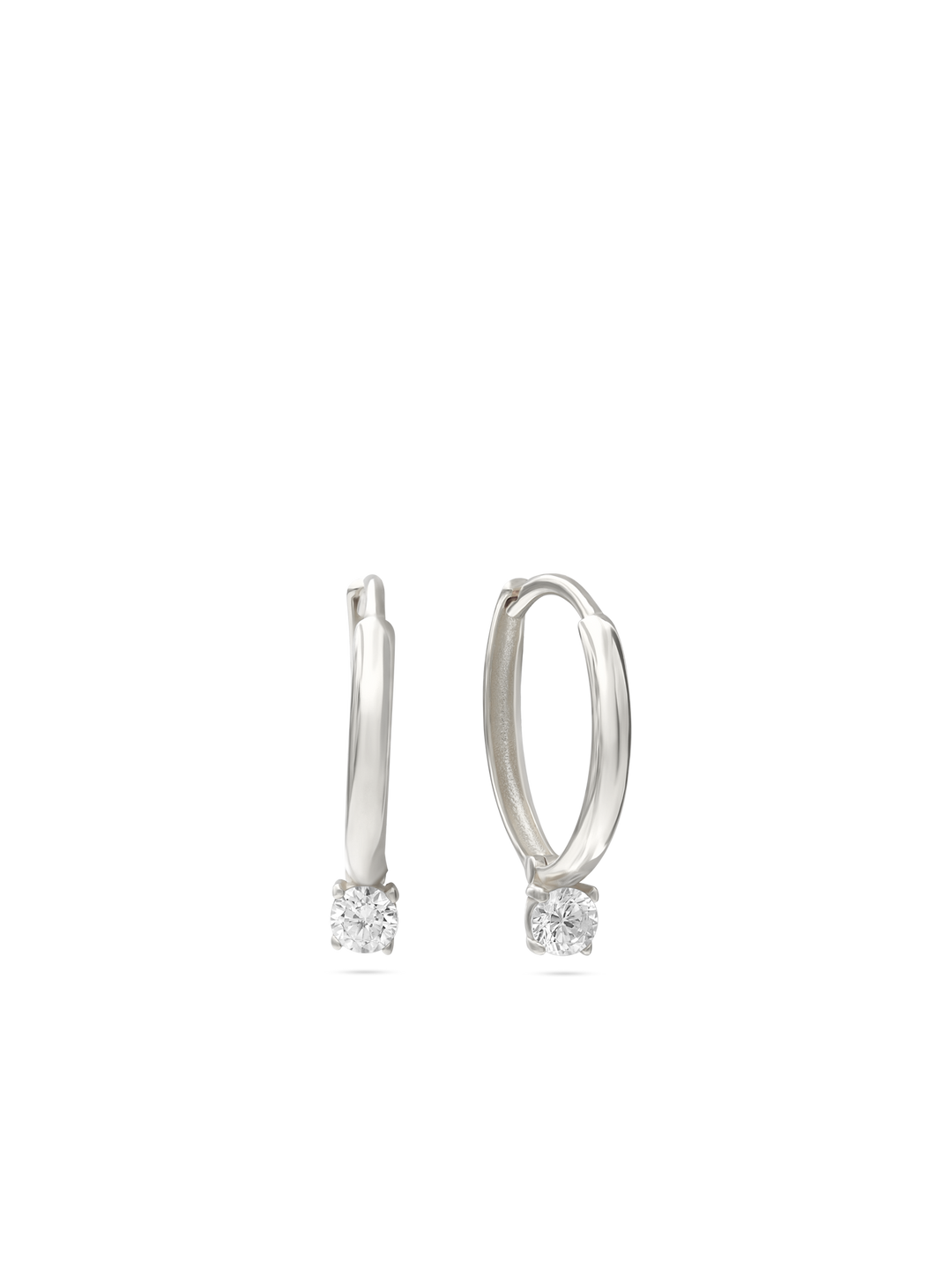 Argolas em ouro branco 9K com zircónia