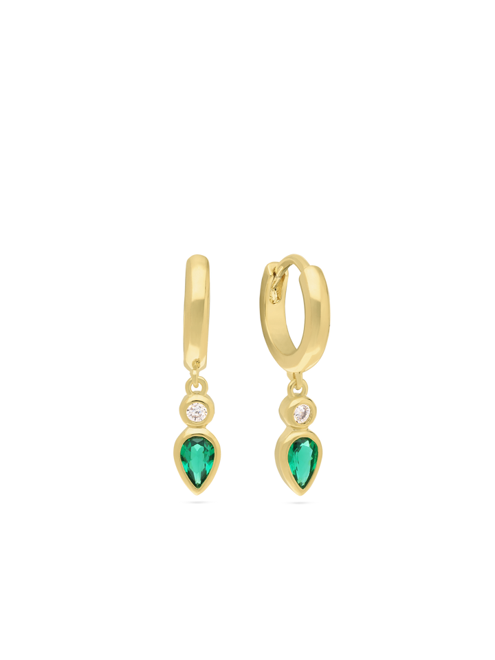 Pendentes banhados a ouro com zircónias verde