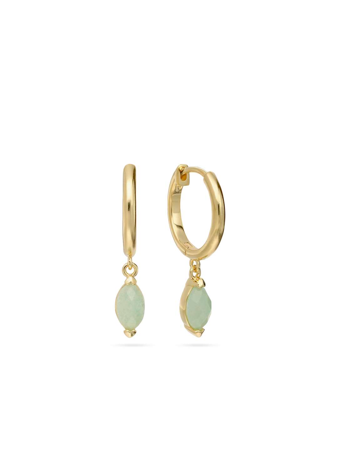 Argolas banhadas a ouro com aventurina verde