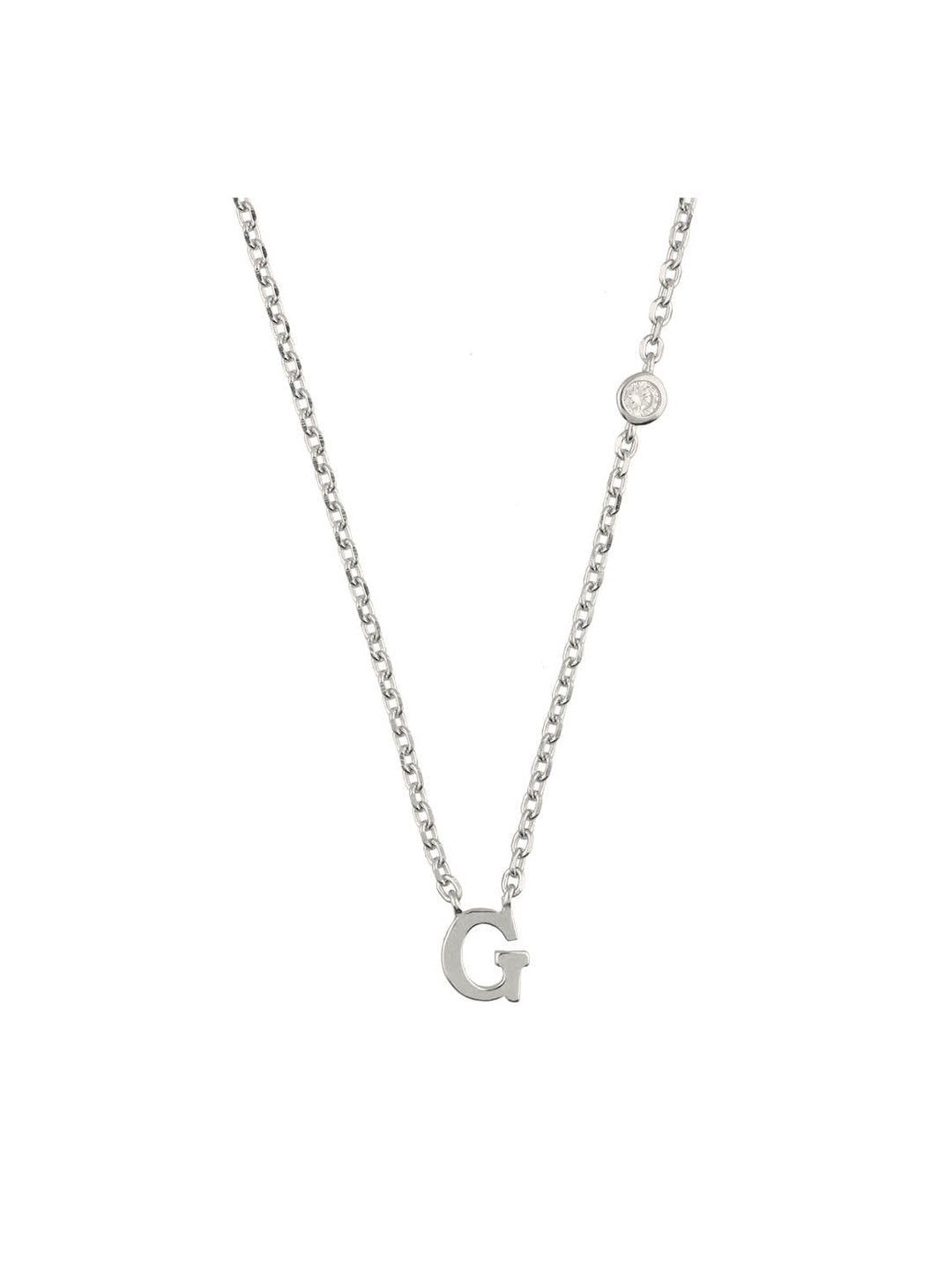 Fio com pendente "G" em prata 925 com zircónia
