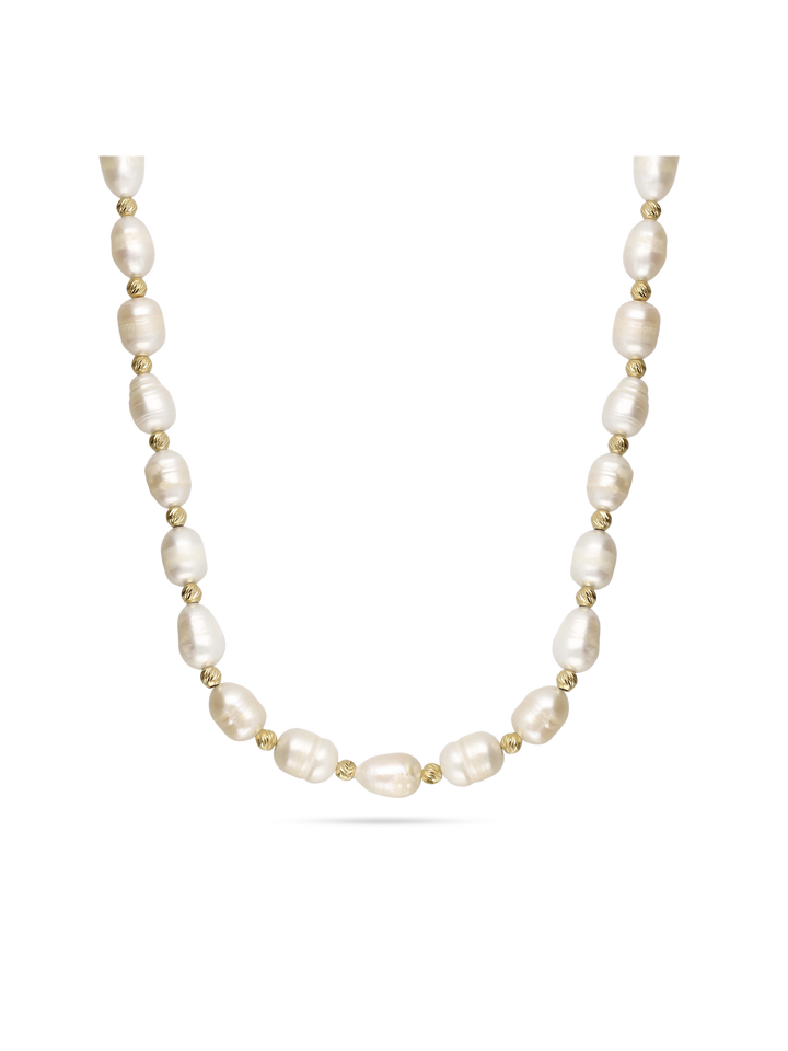 Colar de pérolas banhado a ouro