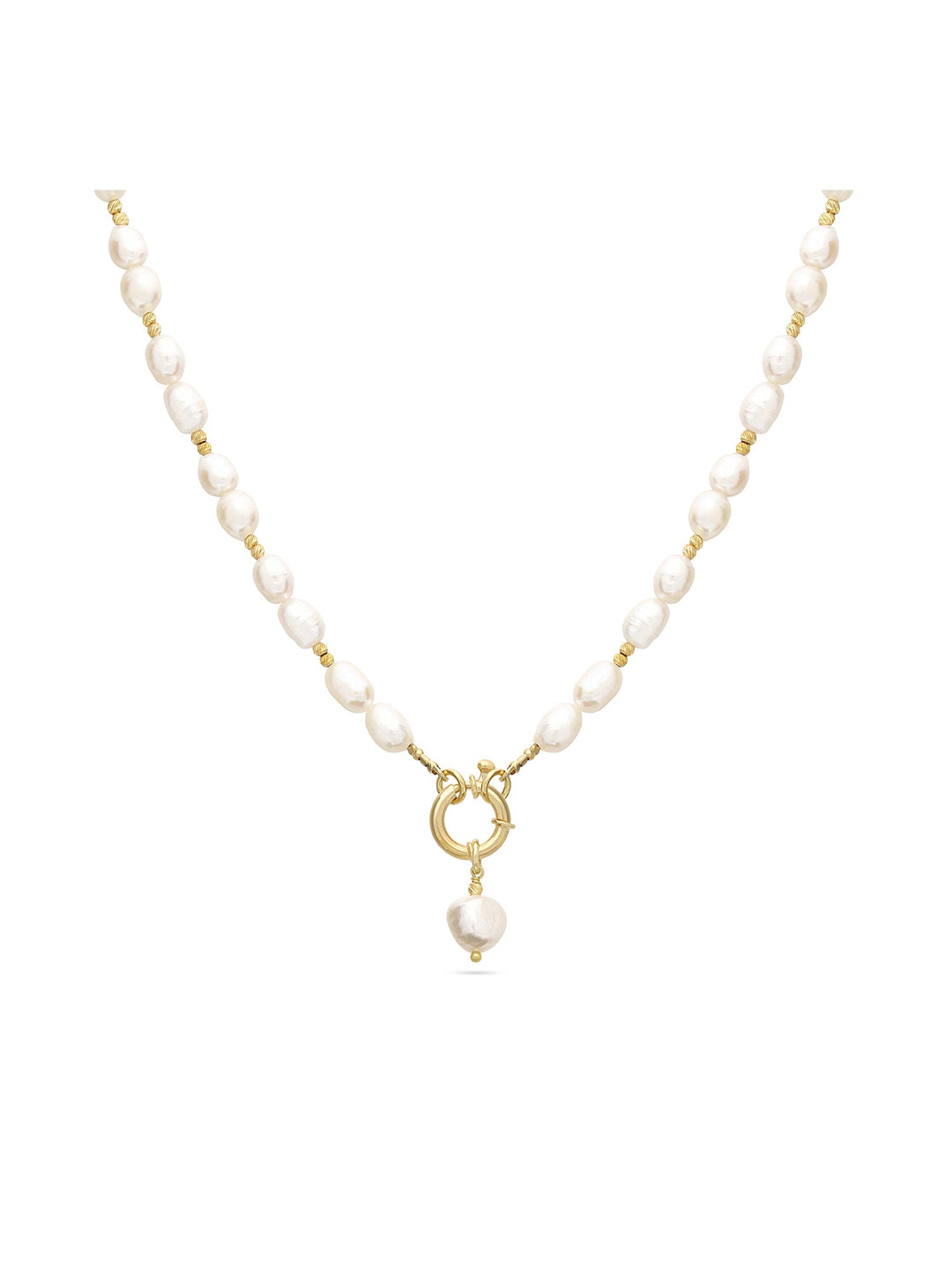Colar de pérolas banhado a ouro com pendente