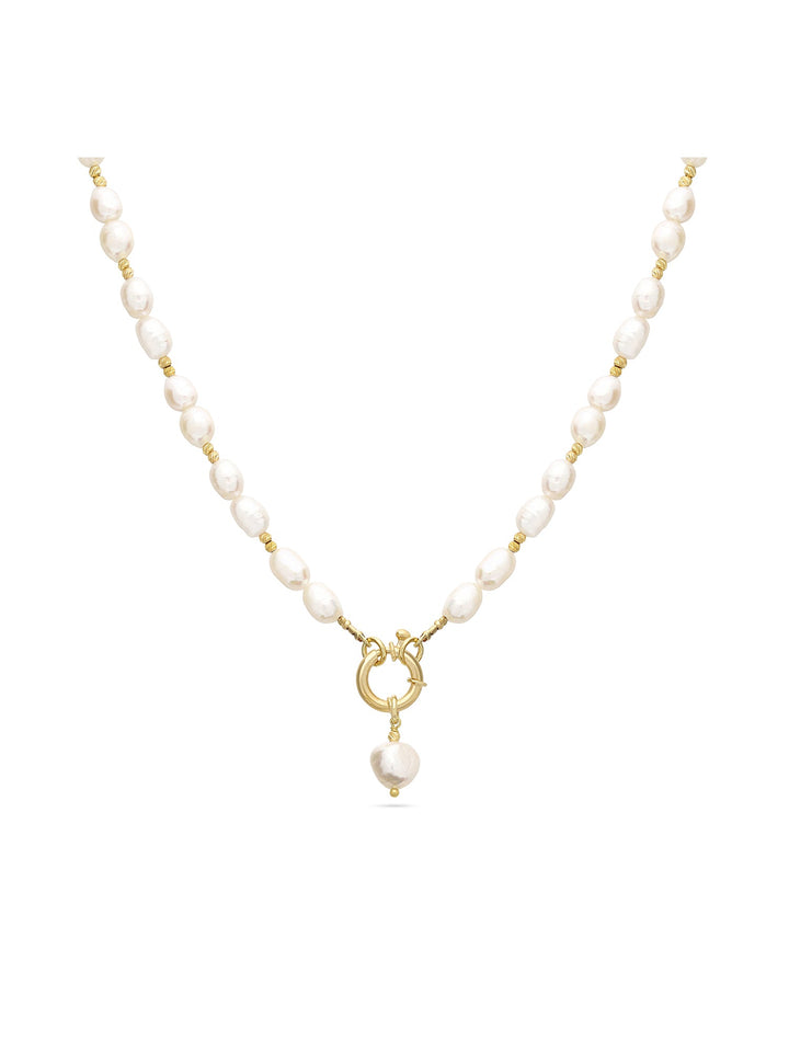 Colar de pérolas banhado a ouro com pendente