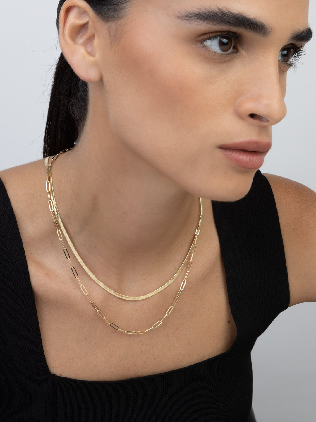Colar duplo banhado a ouro