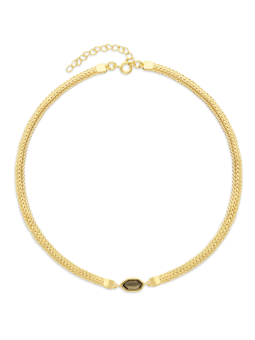 Colar choker banhado a ouro com cristal castanho