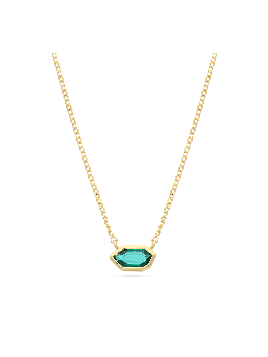 Fio com pendente banhado a ouro com cristal verde