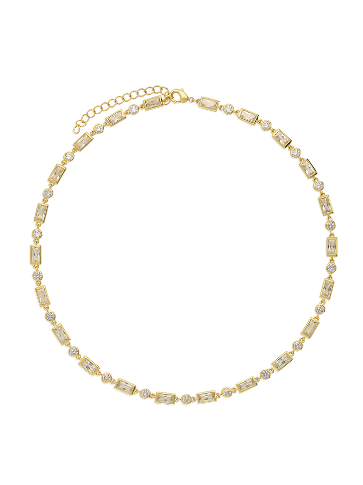 Colar choker banhado a ouro com zircónias