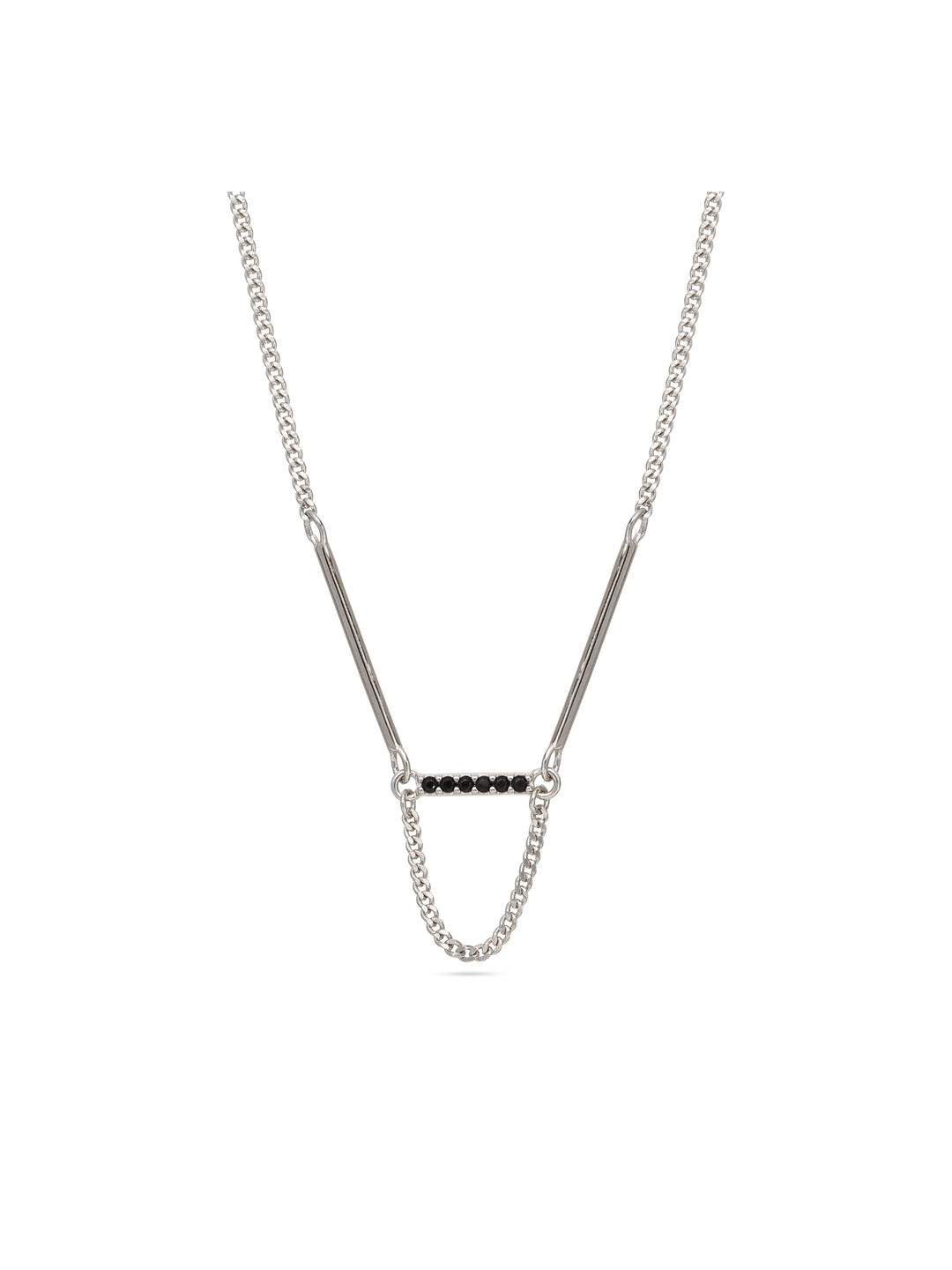 Colar com detalhes em prata 925 com zircónia preto