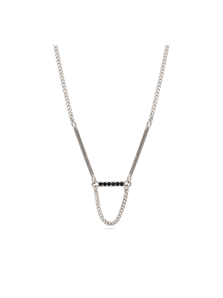 Colar com detalhes em prata 925 com zircónia preto