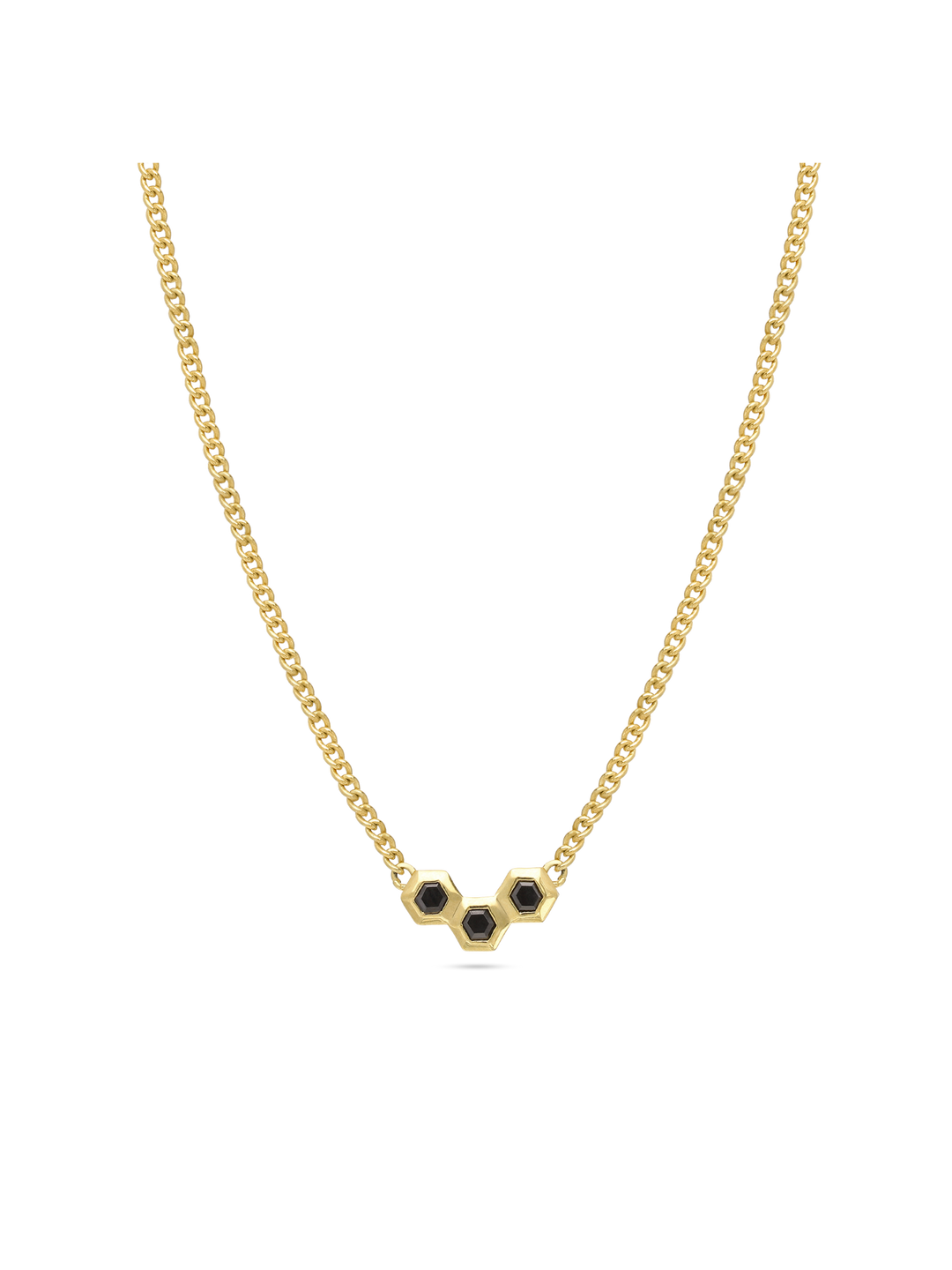 Fio com pendente banhado a ouro com zircónias pretas