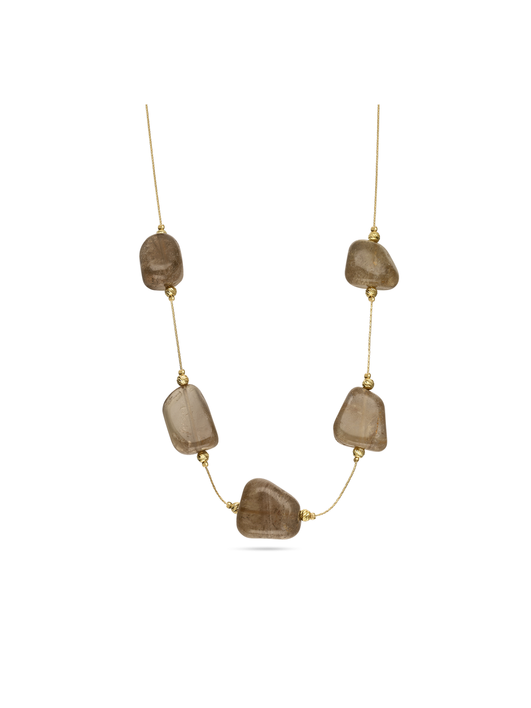 Colar de pedras banhado a ouro com quartzo esfumado