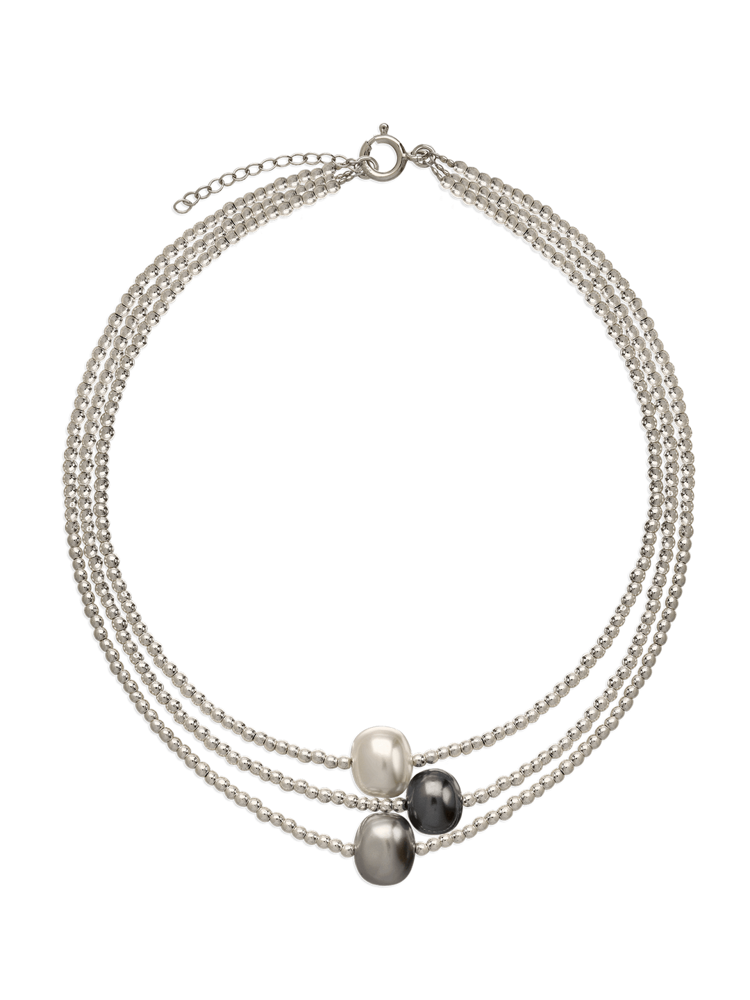 Colar de pedra de hematite com madrepérola