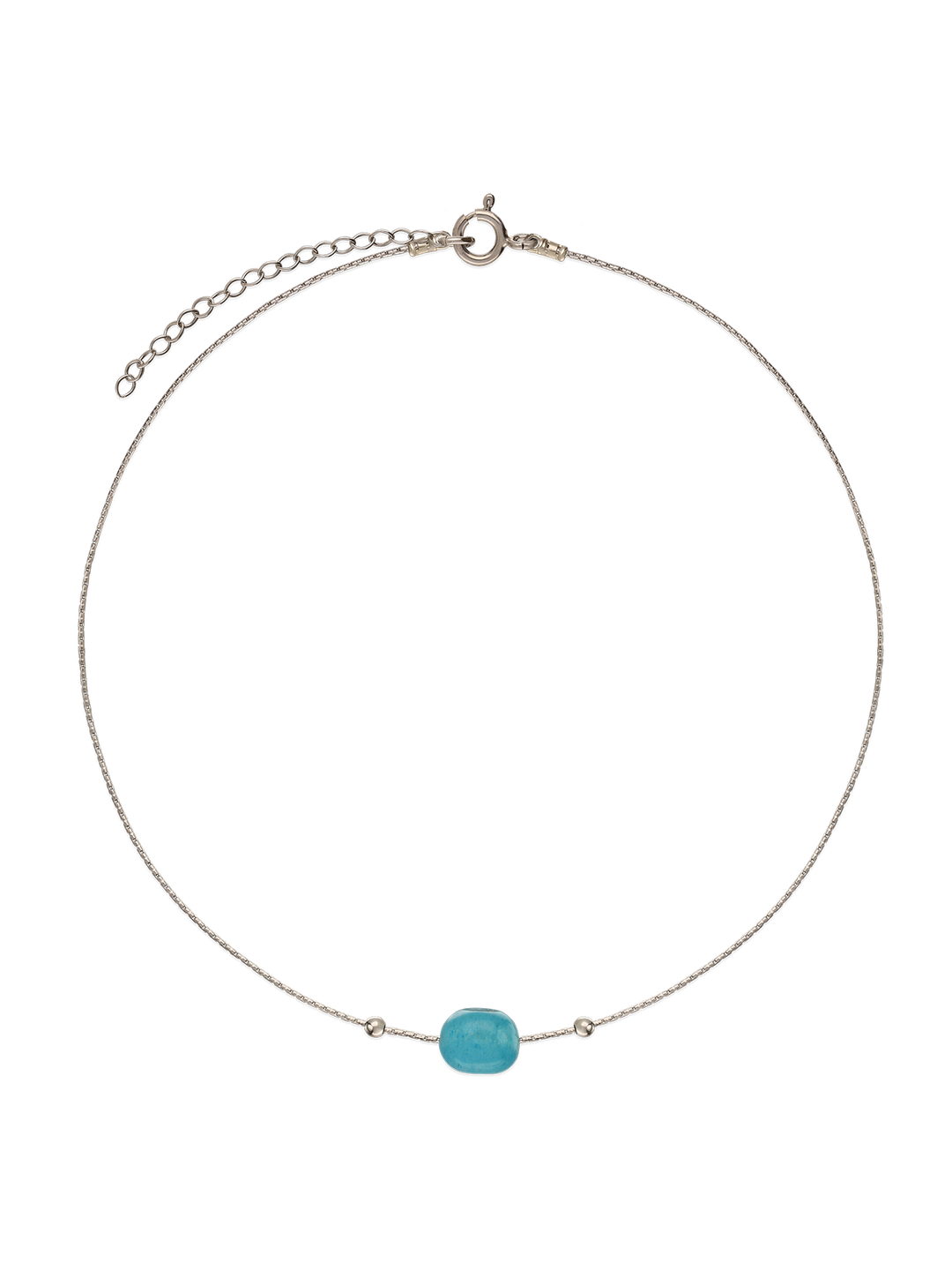 Colar choker em prata 925 com ágata azul
