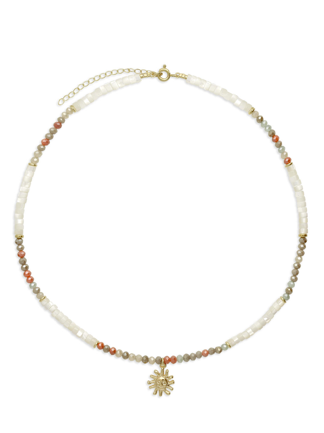 Colar choker banhado a ouro com madrepérola e cristal swarovski colorido