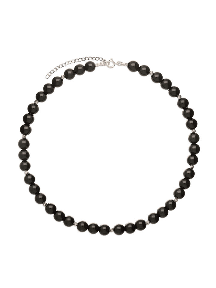 Colar choker em prata com ónix preto