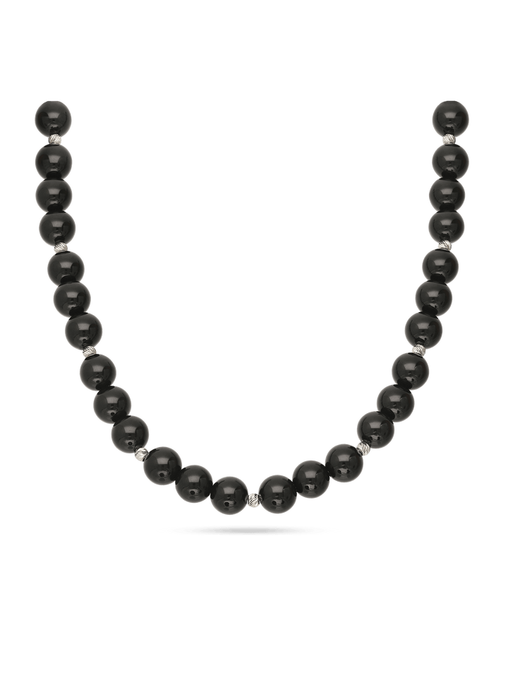 Colar choker em prata com ónix preto