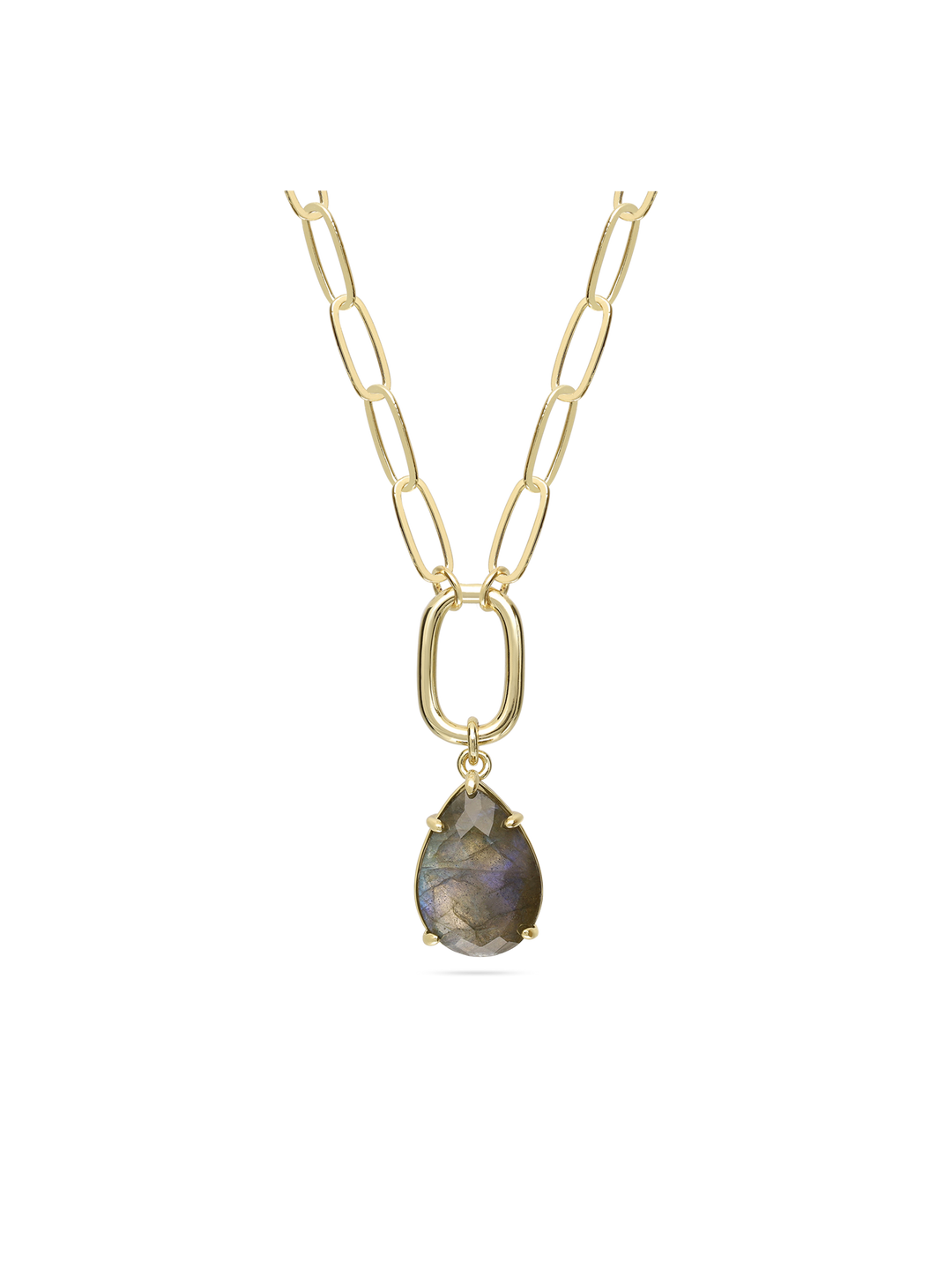 Fio com pendente banhado a ouro com labradorite verde