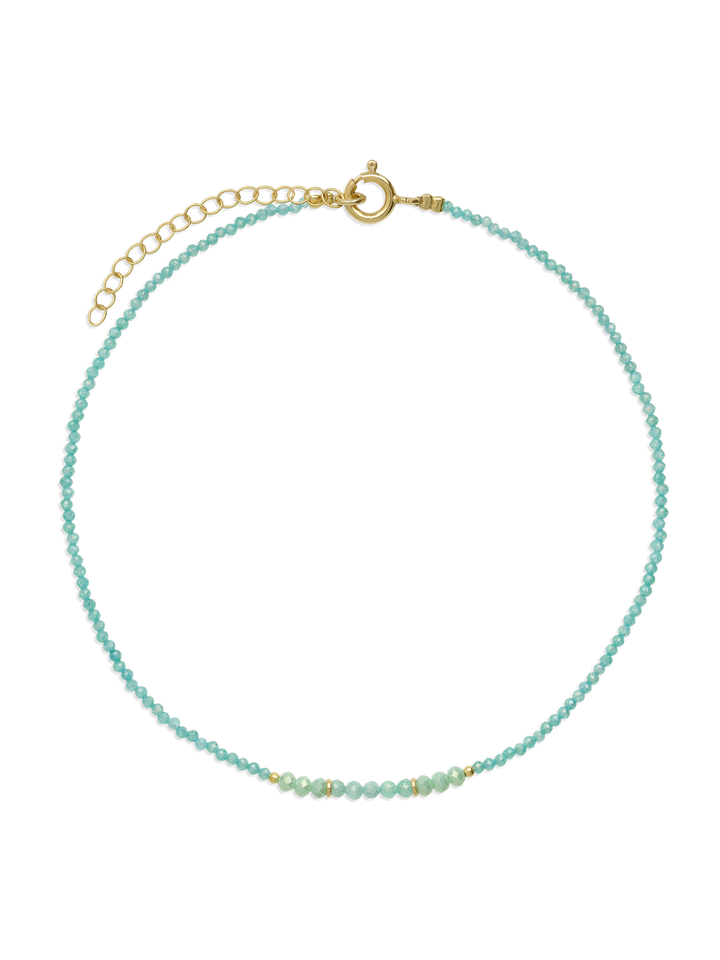 Colar choker banhado a ouro com cristal turquesa