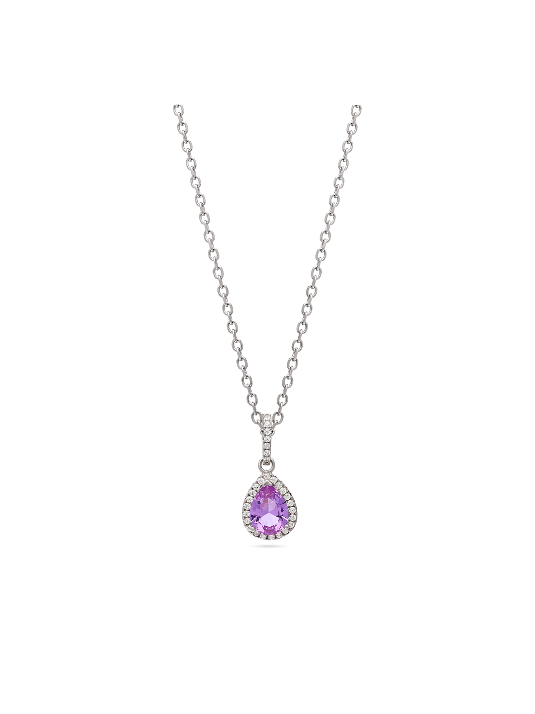 Fio com pendente em prata 925 com zircónia violeta