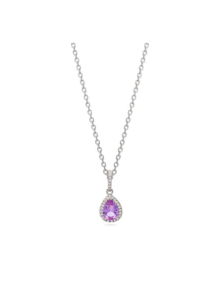 Fio com pendente em prata 925 com zircónia violeta