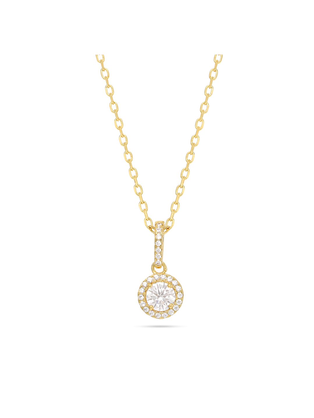 Fio com pendente banhado a ouro com zircónia