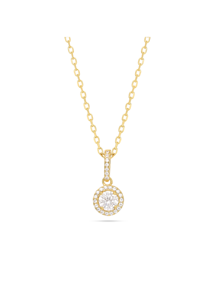 Fio com pendente banhado a ouro com zircónia
