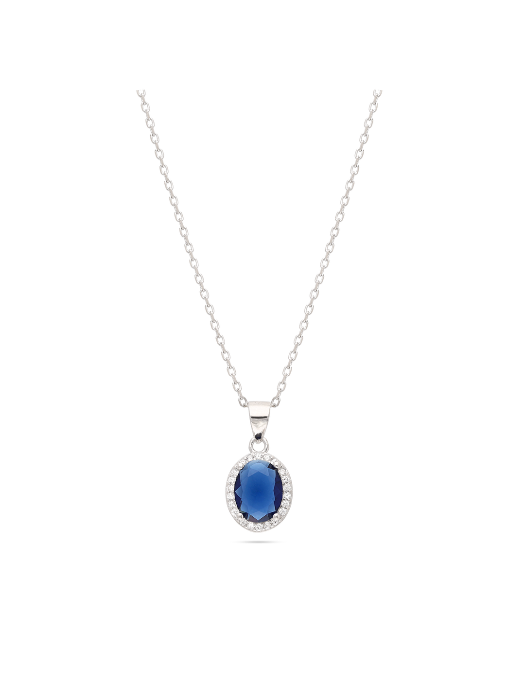 Fio com pendente em prata 925 com zircónia azul