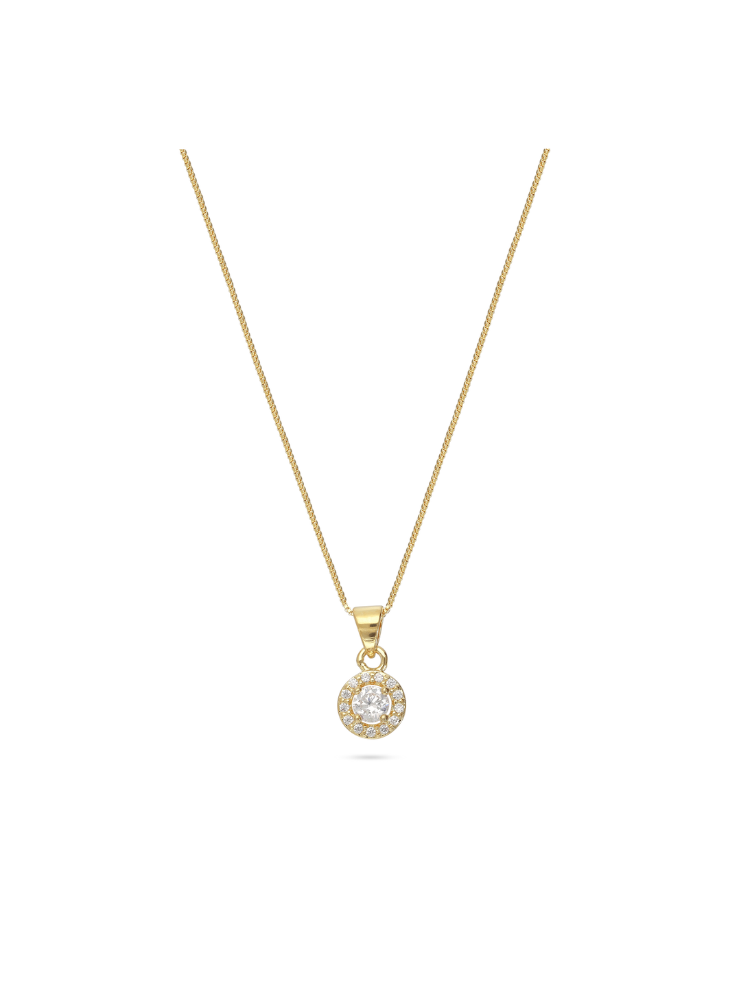 Fio com pendente em prata 925 banhada a ouro com zircónias