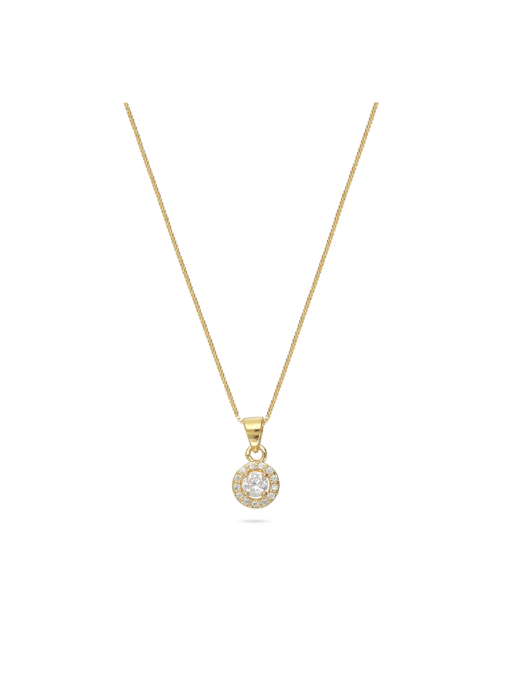 Fio com pendente em prata 925 banhada a ouro com zircónias