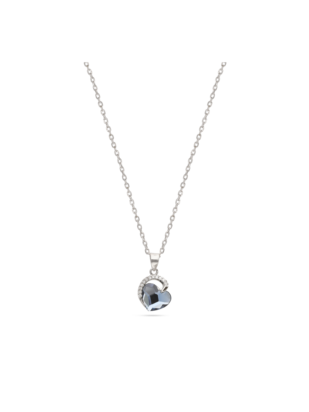 Fio com pendente em prata 925 com zircónia e cristal swarovski azul