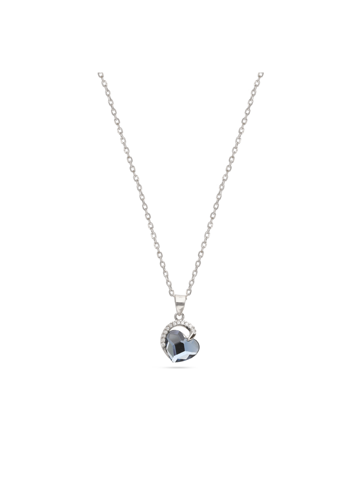 Fio com pendente em prata 925 com zircónia e cristal swarovski azul