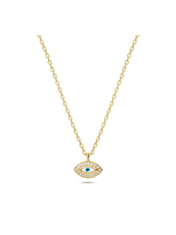 Fio com pendente banhado a ouro com zircónia e esmalte