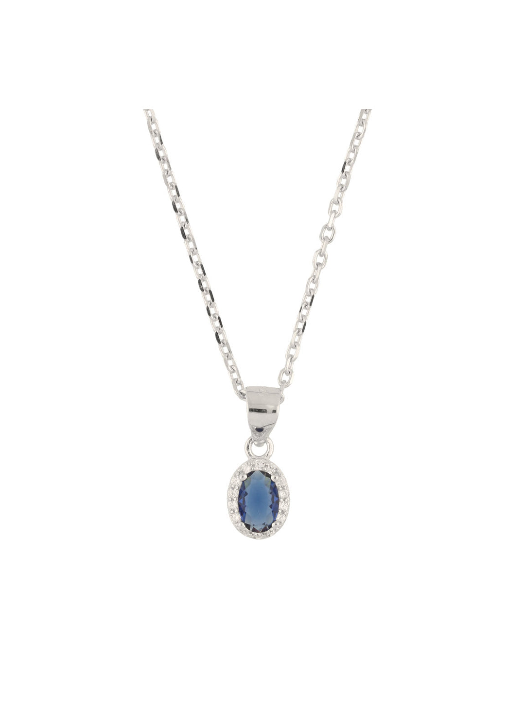 Fio com pendente em prata 925 com zircónias azul