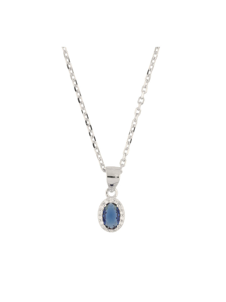 Fio com pendente em prata 925 com zircónias azul