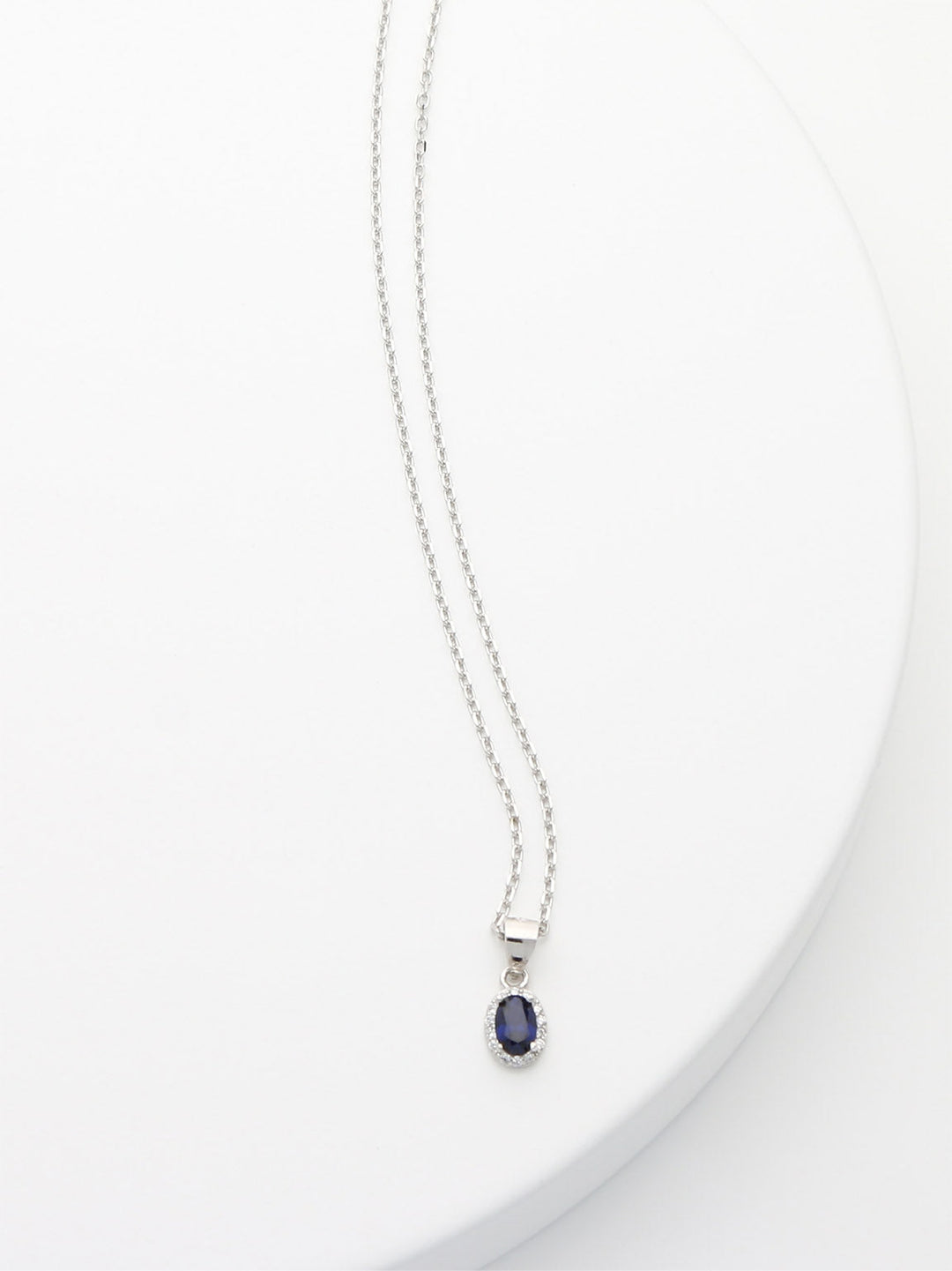 Fio com pendente em prata 925 com zircónias azul