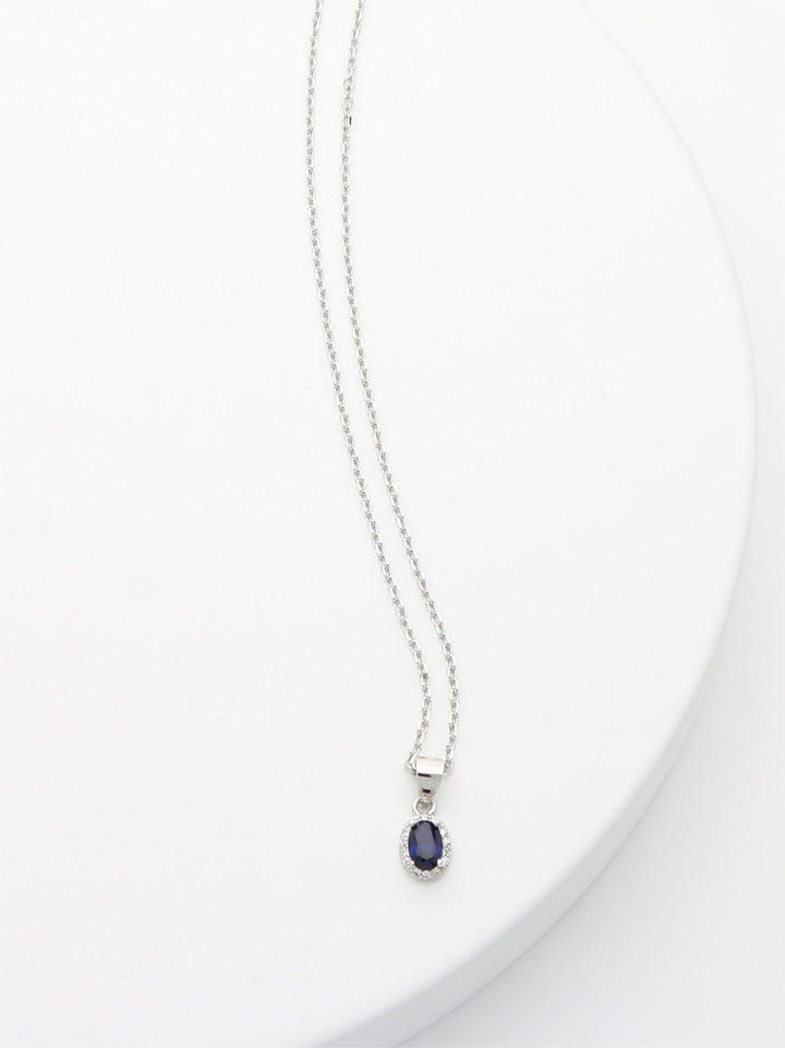 Fio com pendente em prata 925 com zircónias azul