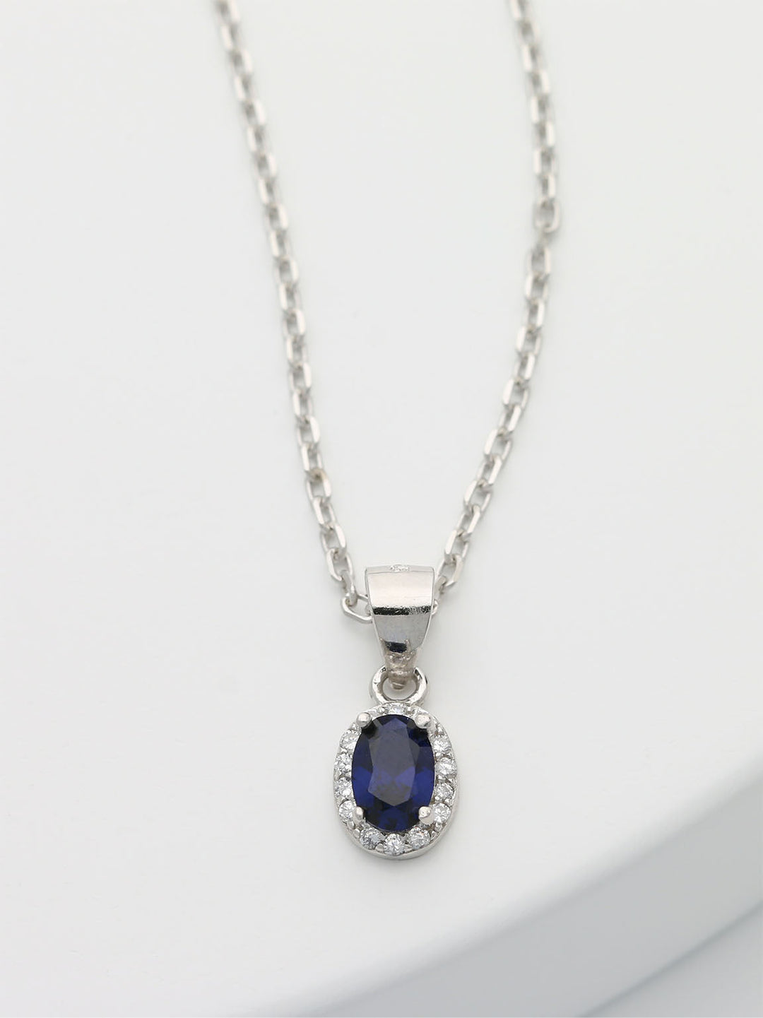 Fio com pendente em prata 925 com zircónias azul