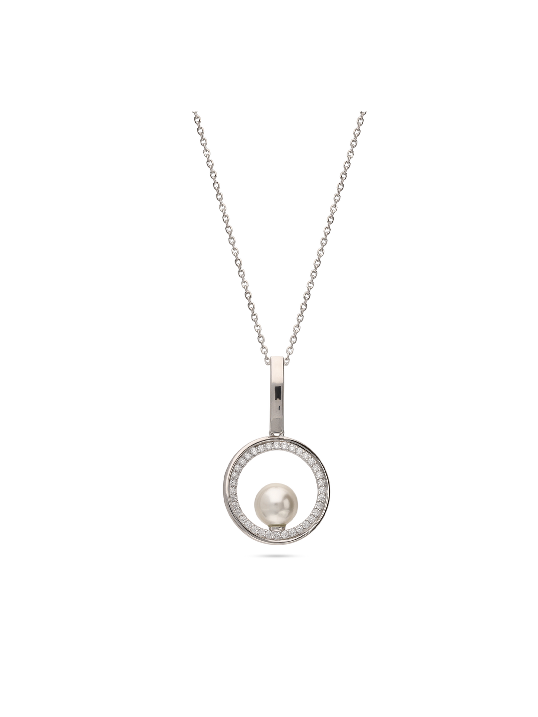 Fio com pendente em prata 925 com zircónia e pérola