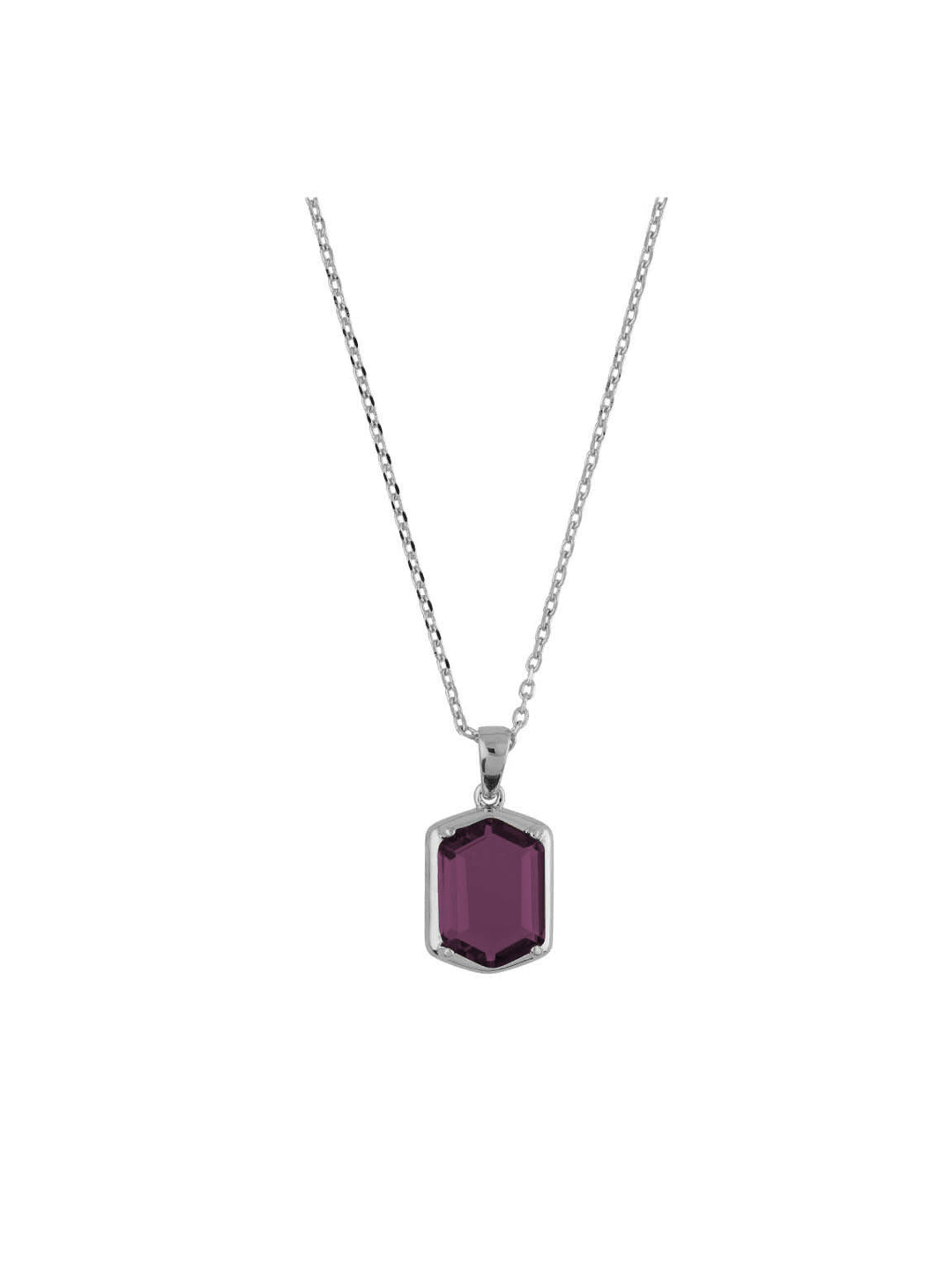 Fio com pendente em prata 925 com zircónia roxo