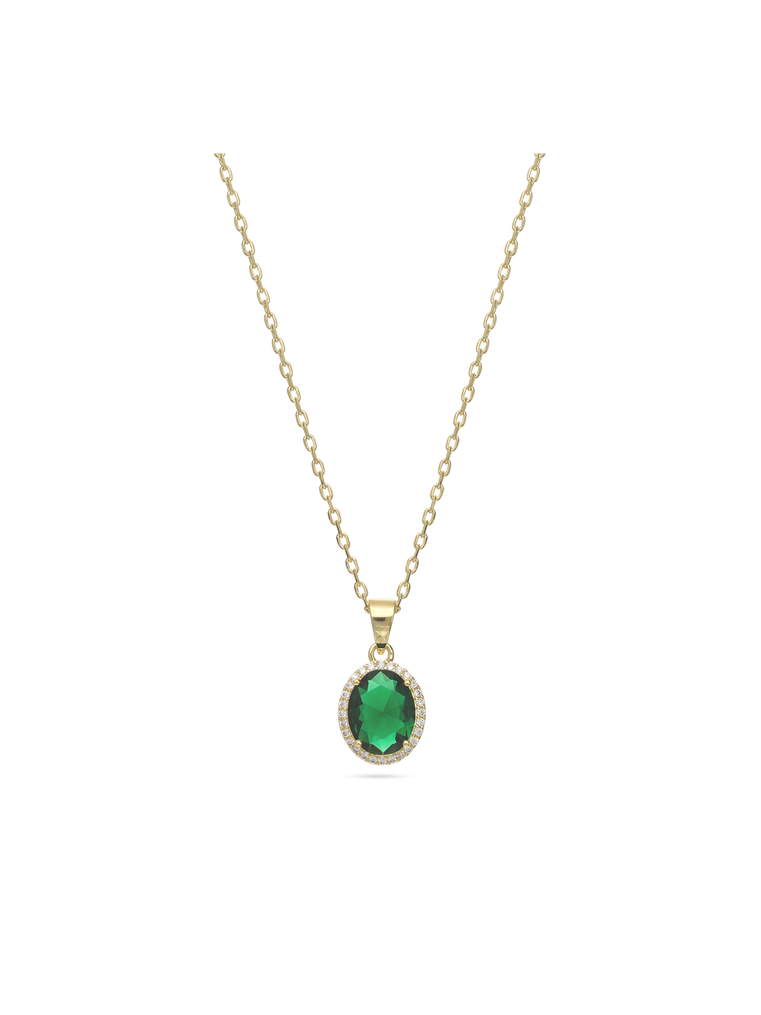 Fio com pendente banhado a ouro com zircónia verde