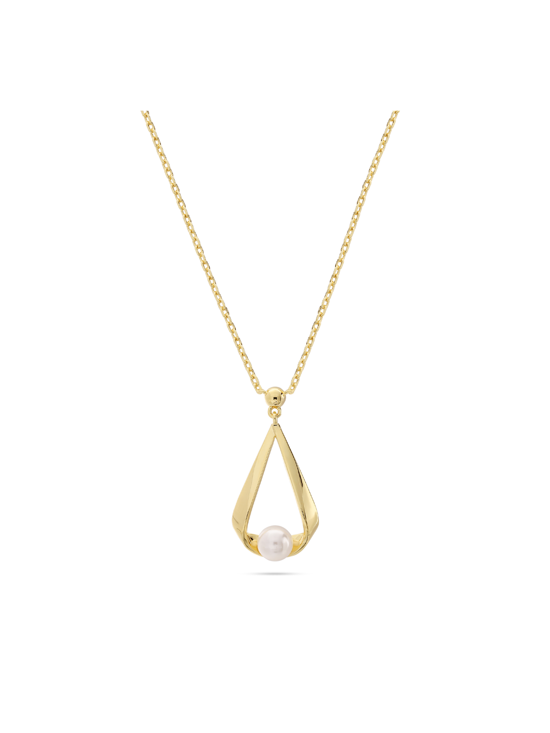 Fio com pendente banhado a ouro com pérola Swarovski branca
