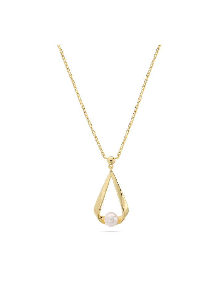 Fio com pendente banhado a ouro com pérola Swarovski branca