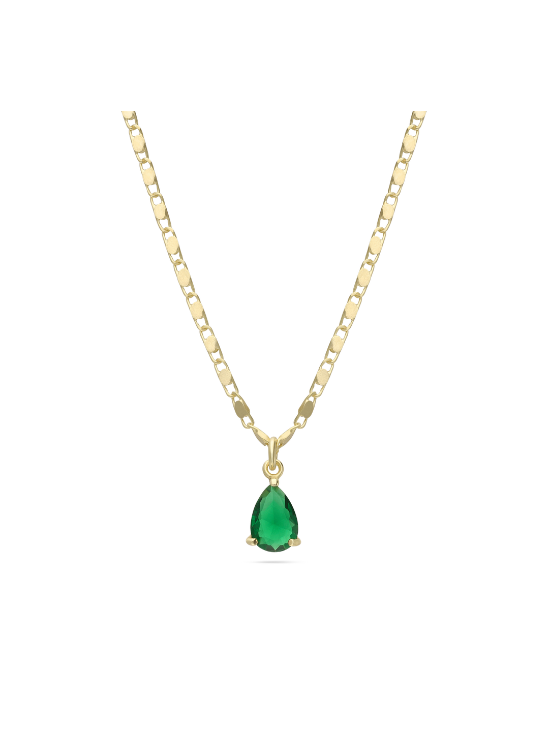 Fio com pendente banhado a ouro com vidro cristal verde